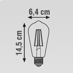 K2 6w E27 St64 Led Flamanlı Mantar Rustik Ampul 2700k Sarı Işık