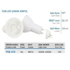 Ycl 5w Cob Led Çanak Ampul Mr16 Gün Işığı