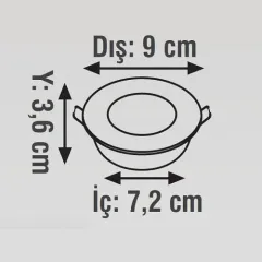 K2 5w 450 Lümen Beyaz Gövde Smd Downlight Led Yuvarlak Sıva Altı Armatür
