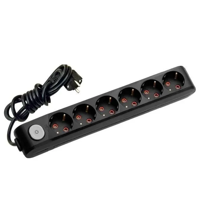 Viko Multi-Let Altılı Priz Anahtarlı Topraklı Kablolu Çocuk Korumalı - 3 Metre - Siyah