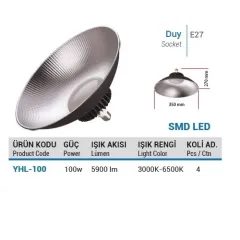 Ycl 100w Yüksek Tavan Led Ampul E27 Beyaz