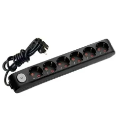 Viko Multi-Let Altılı Priz Anahtarlı Topraklı Kablolu Çocuk Korumalı - 2 Metre - Siyah
