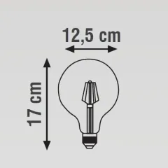 K2 8w E27 G125 Led Flamanlı Şeffaf Glop Ampul 2700k Sarı Işık