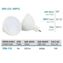 Ycl 5w Smd Led Çanak Ampul Mr16 Gün Işığı