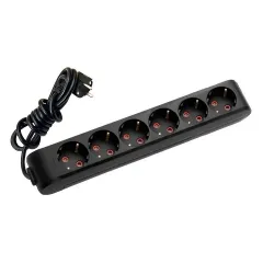 Viko Multi-Let Altılı Priz Topraklı Kablolu Çocuk Korumalı - 5 Metre - Siyah