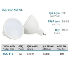 Ycl 5w Smd Led Çanak Ampul Mr16 Beyaz