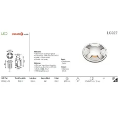 Jupiter Lg927 S Gömme Led Bahçe Armatür (3000k) 2w 100 Lm