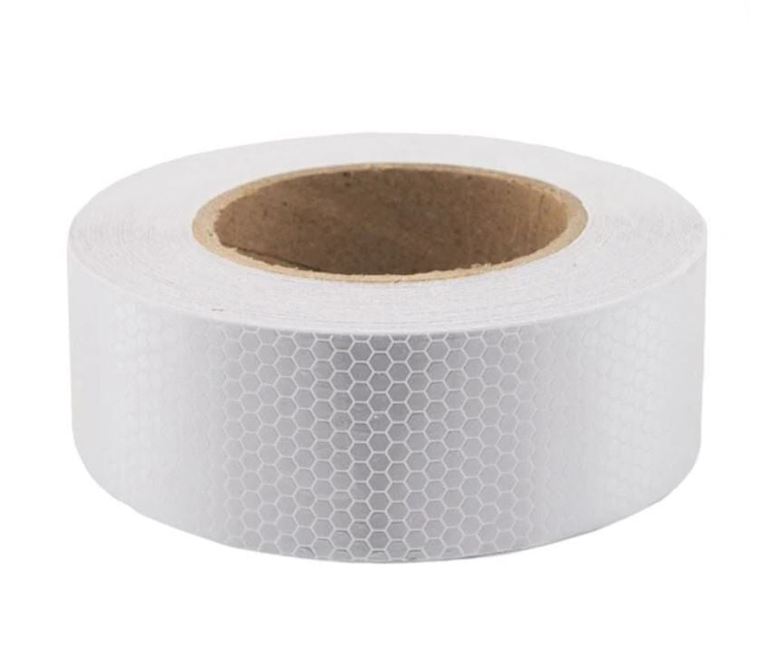 Reflektörlü Reflektif Fosforlu Şerit İkaz Bandı Beyaz