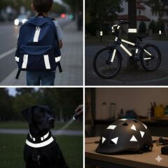 Reflektörlü Reflektif Fosforlu Şerit İkaz Bandı Beyaz