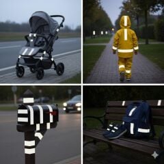 Reflektörlü Reflektif Fosforlu Şerit İkaz Bandı Beyaz