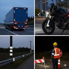 Reflektörlü Reflektif Fosforlu Şerit İkaz Bandı Beyaz