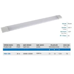 Ycl 36w Yatay Bant Armatür 120cm Beyaz Ip65