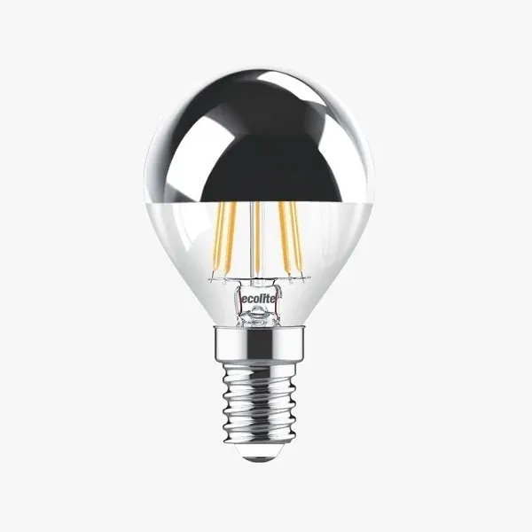 Ecolite Led Crown Silver G45 Top Ampul (Aynalı Endirekt Gümüş) 4w E14 370 Lümen 15.000 Saat 2700k Sarı Işık