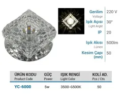 Ycl 5w Smd Ledli Cam Spot 6500k