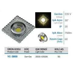 Ycl 5+3w Cob Ledli Cam Spot 6500k