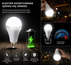Cata CT-4229 9W E27 Duylu Şarjlı Led Ampul Beyaz Işık