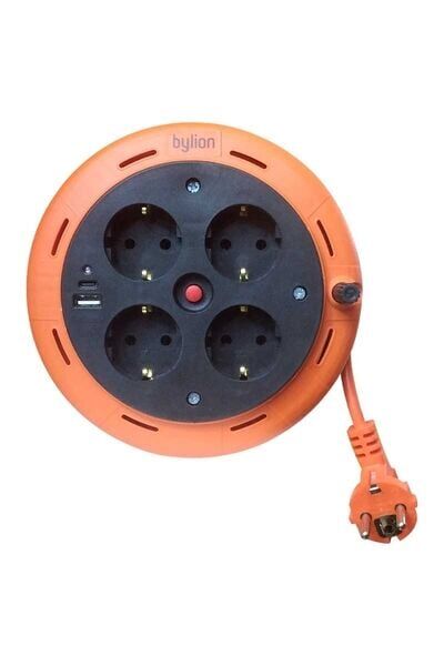 Bylion Makaralı Uzatma Kablosu 5 M 3X1,0 Mm Ttr Kablo (Usb/C) Phe-05310-F Usb/C