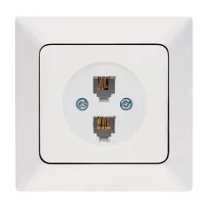 Ne-Ad Aras İkili Numeris Telefon Prizi RJ11 + RJ11 - Çerçeve Hariç