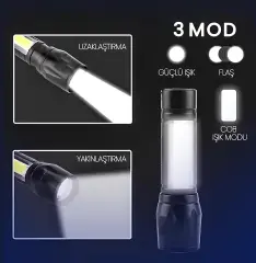 Noas Police Led El Feneri 3w Şarj Edilebilir Zoom Özellikli