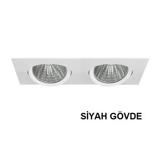 Lamptime Sıva Altı Cob Downlıght 2x20w İkili Kare Siyah Gövde 6500k Beyaz Işık