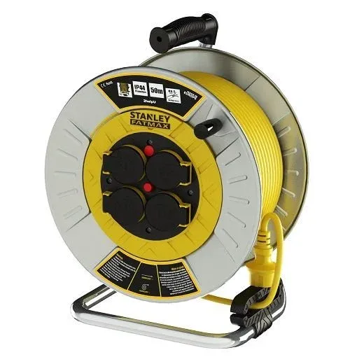Stanley St-Mc Metal Ip44 4 Soketli 25 Metre Makaralı Kablo 3X1,5Mm Sarı Kablo