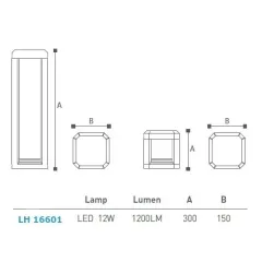 Led Bahçe Armatürü Bollard 30 Cm Lh-16601