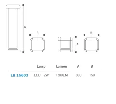 Led Bahçe Armatürü Bollard 80 Cm Lh-16603