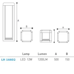 Led Bahçe Armatürü Bollard 50 Cm Lh-16602