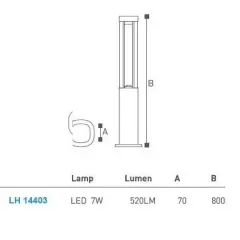 Led Bahçe Armatürü Bollard 80 Cm Lh-14403