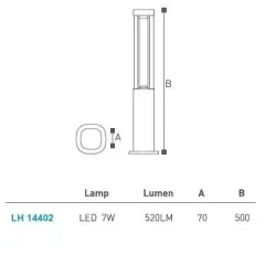 Led Bahçe Armatürü Bollard 50 Cm Lh-14402
