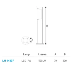 Led Bahçe Armatürü Bollard 80 Cm Lh-14307