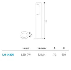 Led Bahçe Armatürü Bollard 50 Cm Lh-14306