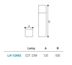 Bahçe Armatürü Bollard 50 Cm Lh-12402