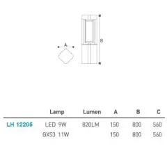 Led Bahçe Armatürü Bollard 80 Cm Lh-12205