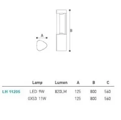 Led Bahçe Armatürü Bollard 80 Cm Lh-11205