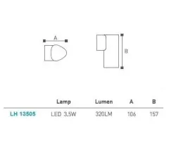 Led Tek Yönlü Bahçe - Duvar Aplik Lh-13505