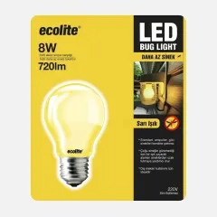 Ecolite 8w E27 Led A60 Sinek Ampul 720 Lümen 15.000 H 2300k Sarı Işık