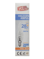 Ycl 28W E14 Kıvrık Halojen Mum Ampul
