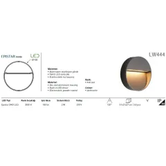 Jupiter Lw444 Led Bahçe Aplik (3000 K) Epistar Smd Led