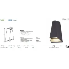 Jupiter Lw427 S Led'li Duvar Armatürü 6w (3000k)