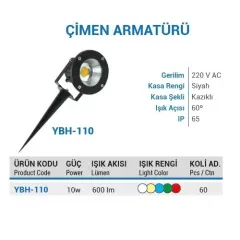 Ycl 10w Cob Led Çimen Armatür Gün Işığı