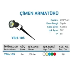 Ycl 5w Cob Led Çimen Armatür Yeşil