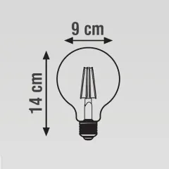K2 6w E27 G95 Led Flamanlı Dimedilebilir Glop Ampul 2700k Sarı Işık