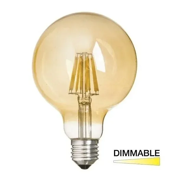K2 6w E27 G95 Led Flamanlı Dimedilebilir Glop Ampul 2700k Sarı Işık