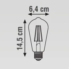 K2 6w E27 St64 Led Flamanlı Dimedilebilir Mantar Ampul 2700k Sarı Işık