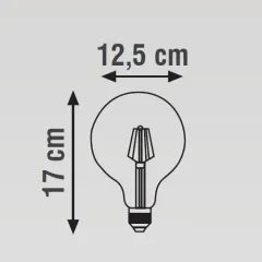 K2 8w E27 G125 Led Flamanlı Şeffaf Glop Ampul 2700k Sarı Işık