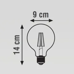 K2 6w E27 G95 Led Flamanlı Şeffaf Glop Ampul 2700k Sarı Işık