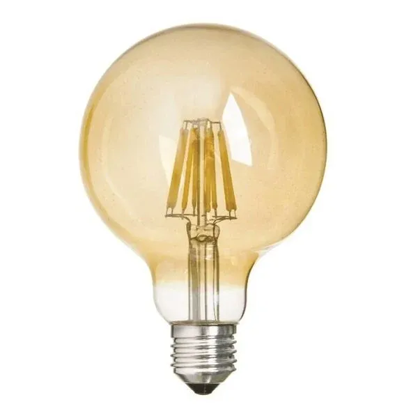 K2 6W E27 G95 Led Flamanlı Rustik Ampul Sarı Işık 2700k