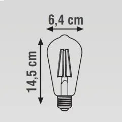 K2 6W E27 St64 Led Flamanlı Mantar Rustik Ampul 2700k Sarı Işık