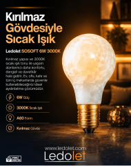 Ledolet 6W Sosoft 2200K Kırılmaz Filament Led Ampul A60